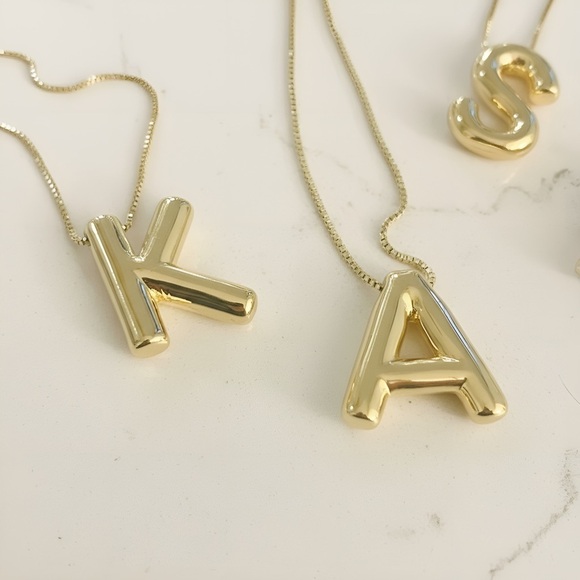 Handmade Jewelry - Bubble Monogram Necklace in Gold, Letter A, K, L & S Available